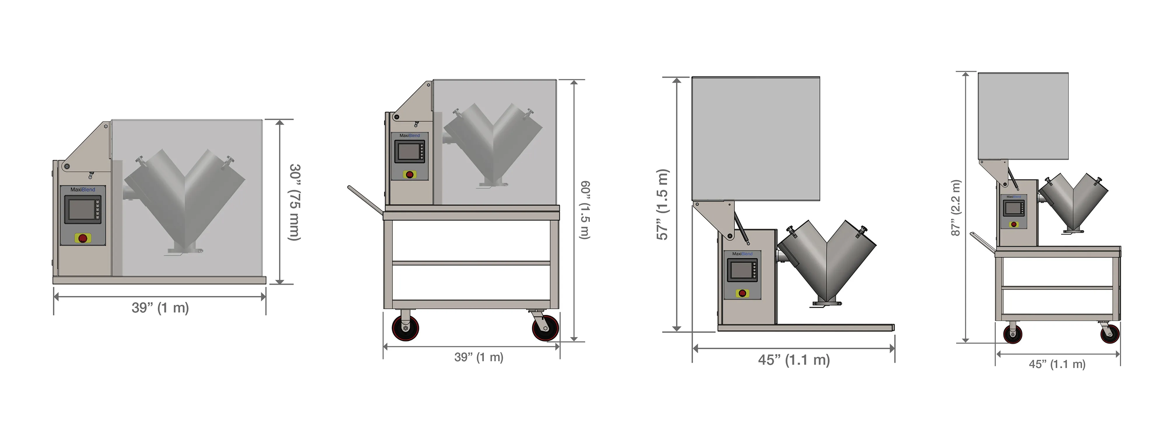 MaxiBlend® Lab Blender dimensions diagram